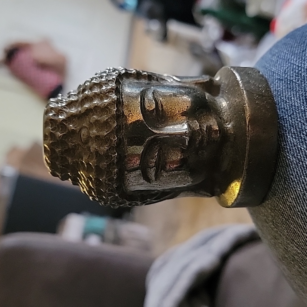 Solid pyrite Buddha's head carving